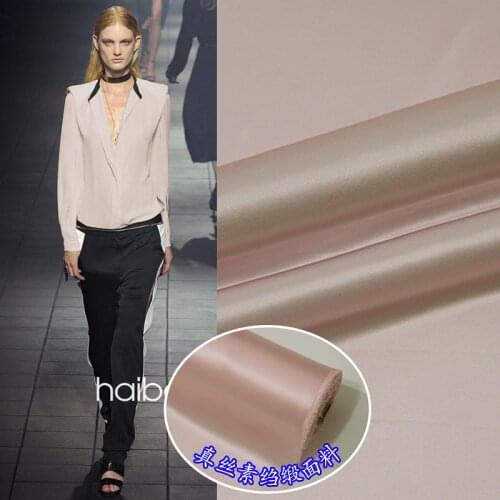 High-grade solid color silk crepe de chine fabric soft pink shirt dress crepe de chine silk fabric wholesale silk cloth 140cm