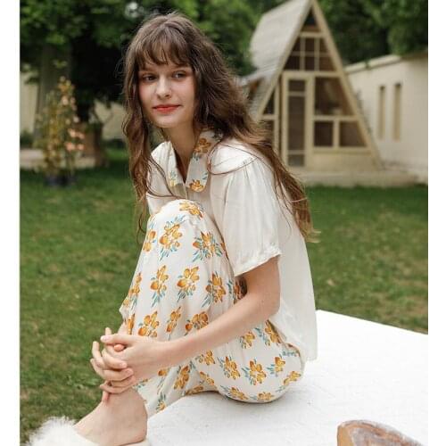 Women Satin 2PCS Pajamas Sets Sexy Sailor Collar Pyjamas Short Sleeve T-Shirt Sleep Suit Nightwear Summer Lounge Home Sleepwear