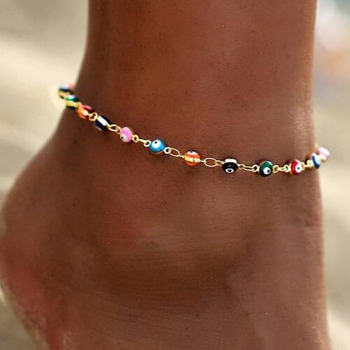 Women Bohemian Colorful Eyes Anklets Bracelet Summer Beach Anklets On Foot Ankle Leg Chain 2021 Fashion Jewerly AM6003