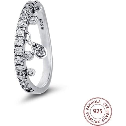 Authentic 925 Sterling Silver Rings for Women Chandelier Droplets Engagement Wedding Ring Fashion Jewelry