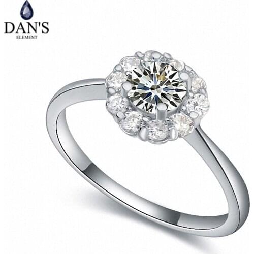 DANS Real Austrian Crystals Brand AAA Zirconia Micro Inlays Fashion Ring for women New Geometric 110134white