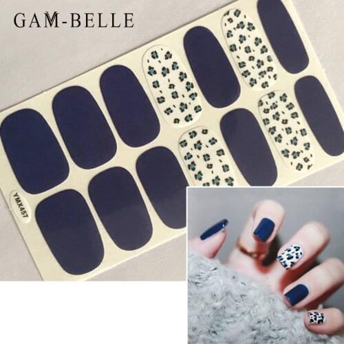 GAM-BELLE 1 Sheet Glitter Nail Art Sticker Geometry Grid Stripe Series DIY Nail Polish Adhesive Decals Wraps Manicure Stickers