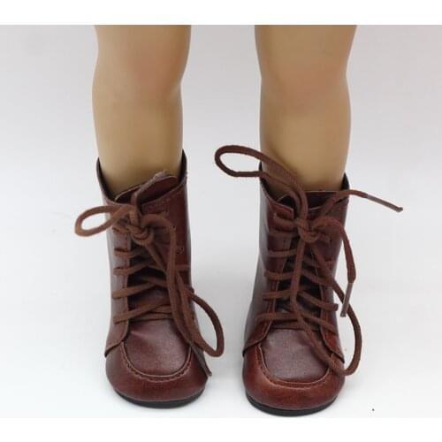 1Pair Brown Doll Boots for 43cm Baby Dolls and 18-Inch Girl Dolls Toy Boots Accessories