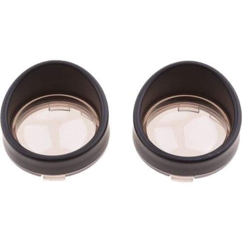 1 Pair (Left & Right) Motorcycle Turn Signal Black Visor Ring Kit Grey Lens Cover for Harley XL883 XL1200
