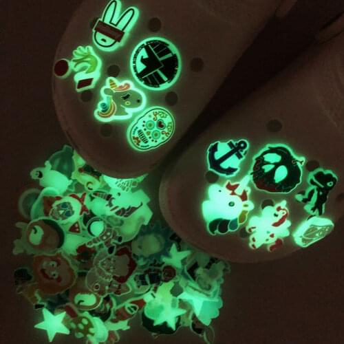 1pcs Glowing PVC Shoe Charms In The Dark Avocado Unicorn Cat paw Accessories Decorations Fluorescence Ornaments Kids Gift