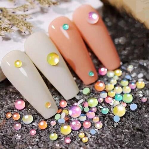 The New 3D Mermaid Nail Beads Macaron Aurora Candy Diamond Magic Color Beads Nail Art Decorations Rhinestones