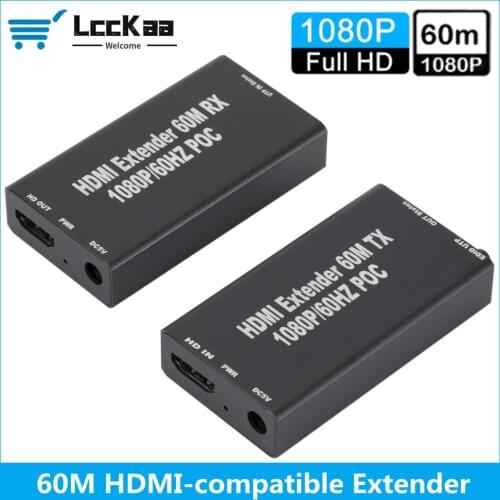 60M HDMI-compatible Extender Cat5e Cat 6 Ethernet IP TCP signal HDMI to Lan Converter 1080p 3D HDMI Transmitter Receiver TX RX