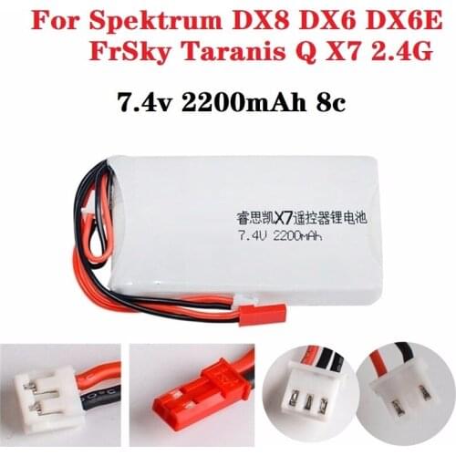 7.4V 2200mAh Lipo Battery for FrSky Taranis Q X7 2.4G Transmitter Spektrum DX8 DX6e DX6 Rc Spare Part 2S Rechargeable Battery