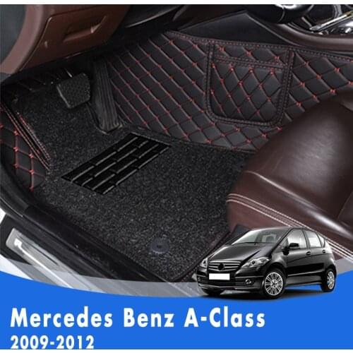 Custom Car Floor Mats For Mercedes Benz A-Class 2012 2011 2010 2009 Double Layer Wire Loop Car Accessories Decoration Carpets