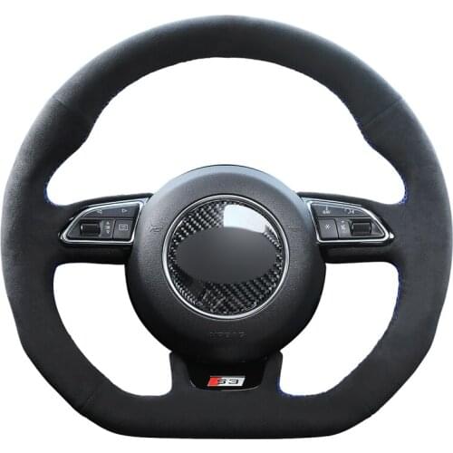 Mewant Black Suede Steering Wheel Cover for Audi S1 8X S3 8V Sportback S4 B8 Avant S5 8T S6 C7 S7 G8 RS Q3 8U SQ5 8R