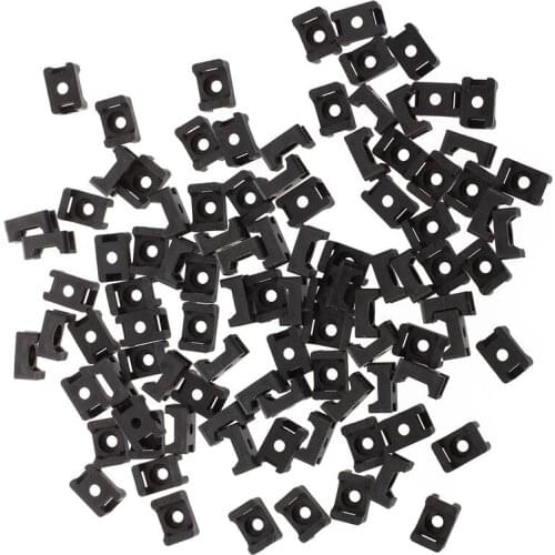 Black 9mm Cable Tie Mount Saddle Type Plastic Wire Bundle Holder 100Pcs CNIM Hot