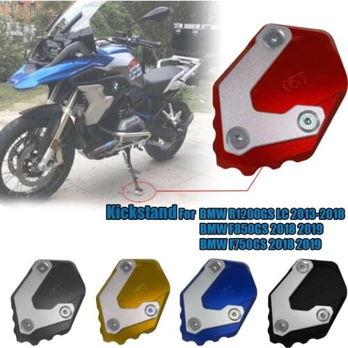 CNC Aluminium Kickstand Footside Side Stand Extension Englarger Plate Pad For BMW F750GS F850GS R1200GS LC 2020 2019 2018 2017