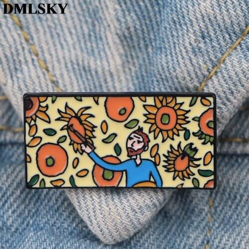 DMLSKY Van gogh creative art enamel pins and brooches for women lapel pin for men backpack bags badge collection gifts M4114