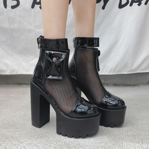 European And American Trend Breathable Black Short Tube Ladies Martin Boots Summer Hot Sale Korean Style Temperament Mesh Boots