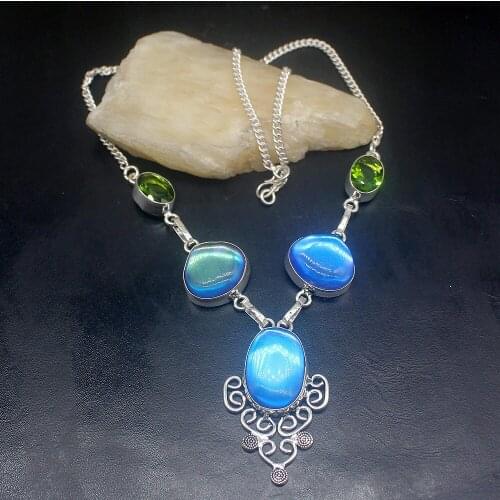 Gemstonefactory Jewelry Big Promotion 925 Silver Colorful Mystic Topaz Green Peridot Women Chain Necklace 46cm 202101599