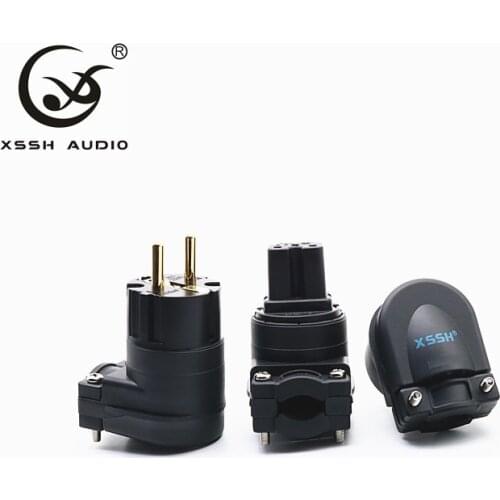 Hi-end Hifi XSSH Audio Pure copper plating gold Rhodium Electrical AC Female Male US Chinese IEC FI- UK British Connector plug