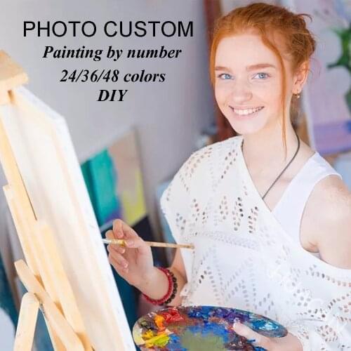 HUACAN Frameless Photo Customized DIY Painting By Numbers Picture Drawing Coloring By Numbers Home Decoration 24/36/48 Colors