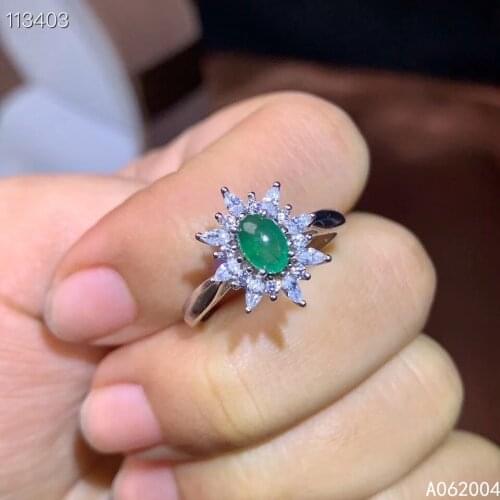 KJJEAXCMY fine jewelry 925 sterling silver inlaid natural gemstone Emerald Female new ring classic Support test hot selling