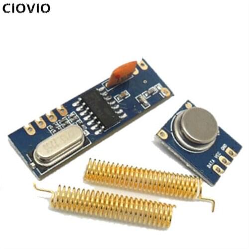 CIOVIO 2Sets 433MHz 100 Meters Wireless Module Kit ASK Transmitter STX882 + ASK Receiver SRX882 + 2Pcs Copper Spring Antenna