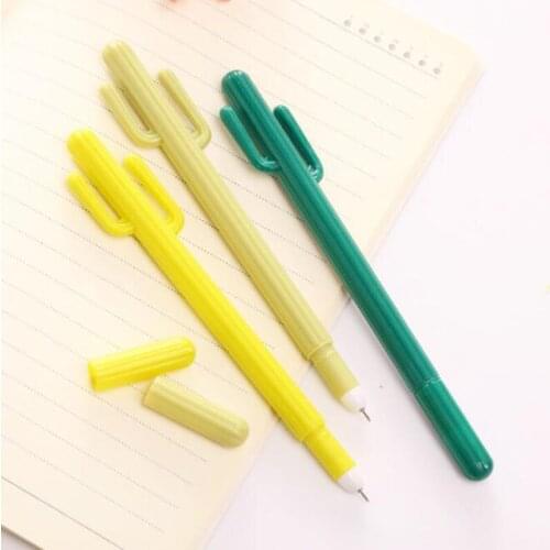 Korea Stationery Cartoon Cute Cactus Styling Pen Creative Gel Pen Authentic Ink Signature Pen The Office School Supplies 0.5mm