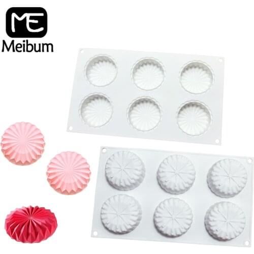 Meibum 6 Cavity Origami Round Shape French Dessert Silicone Mold DIY Chocolate Mousse Cake Mould Pastry Tray Kitchen Baking Tool