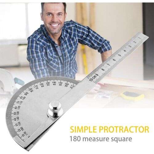 180° Protractor Multifunction Angle Ruler Stainless Steel Adjustable Semicircle Index Gauge Protractor Woodworking Measuring Too