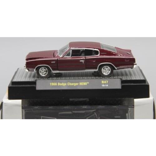 M2 1:64 1966 DODGE CHARGER HEMI RED Metal Diecast Alloy toy cars Model Vehicles For Children Boys gift hot