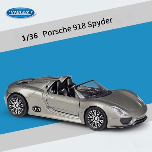WELLY 1:36 Diecast Car Porsche 918 Spyder Concept Pull Back Sports Car Model Car Metal Alloy Toy Car For Kids Gift Collection