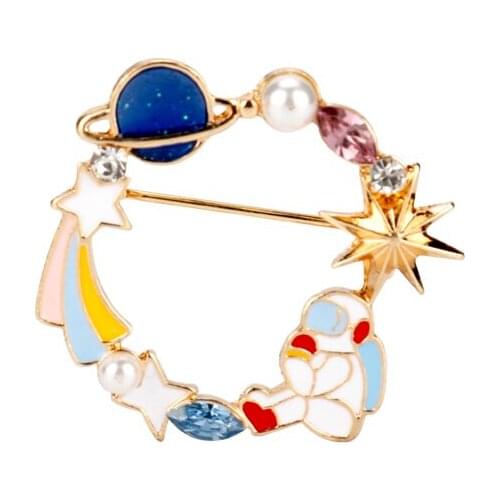 Fashion Travel All The Earth Brooch Planet Rocket lapel Pin Astronaut Pins Brooches
