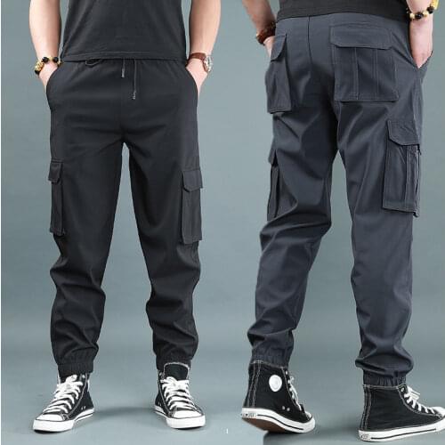 2020 Men Light weight Breathable Trousers Men Summer Casual Thin Multi-pocket Cargo Pants Mens Work Out Quick Dry Pants L86