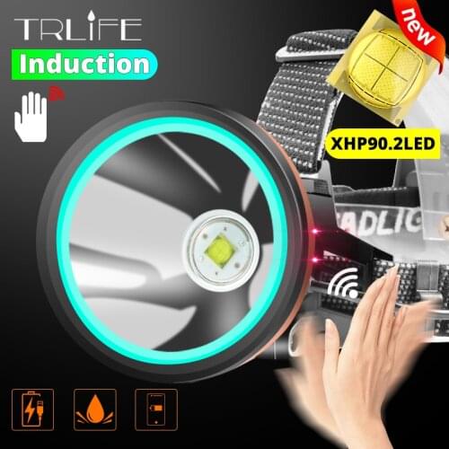 2020 NEWEST 8000lumens XHP-90.2 Sensor headlamp Fishing Camping headlight lantern PowerHead Lamp USB Reachargeable Torches 18650