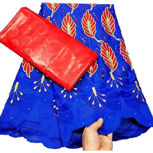 Latest African Lace Fabric 2021 High Quality French Cotton Embroidered Nigerian 100% Cotton Net Lace Fabric 5+2yards/Lot A921