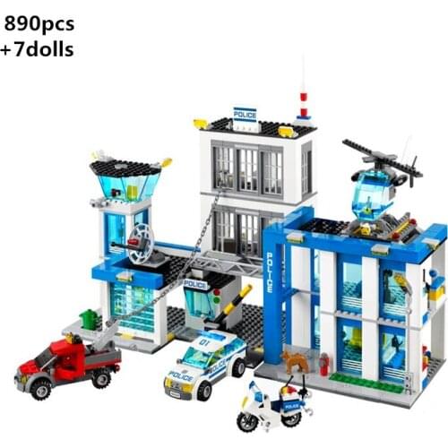 NEW City Police Station Building Blocks Police Car Helicopter Motorcycle Model Kit Toys For Child Gifts Compatible With Bricks