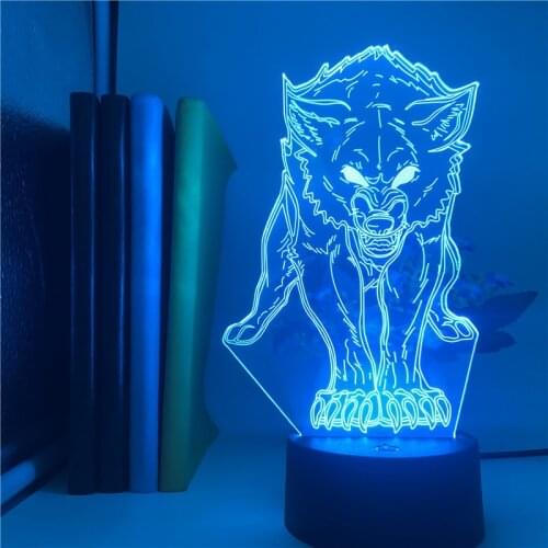 Portable Night Light LED Atmosphere Wolf Image 3D Illusion Lamp Club Party Decor Teenagers Kids Gift APP Control Nightlight