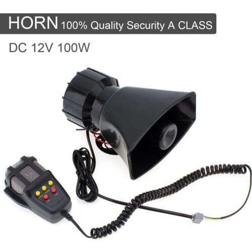 Durable Universal 100W 105dB12V 5 Sounds Car Truck Speaker Loud Siren Horn With MIC