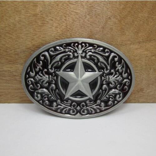 BuckleClub retro zinc alloy star belt buckle jeans gift belt buckle FP-02982 pewter and antique brass FINISH drop shipping
