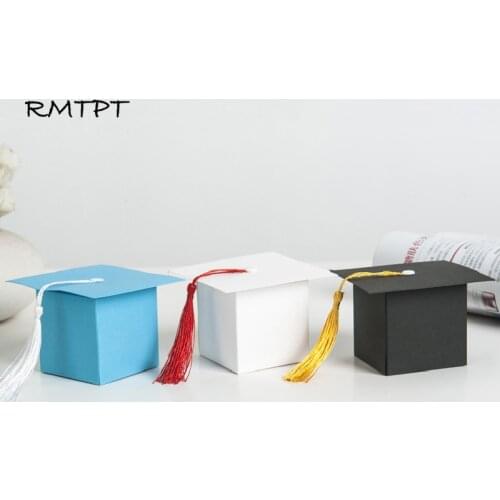 RMTPT 50pcs/lot Doctorial hat Style Gift Box Graduation Party Decoration Candy Favor Boxes Gift bags wrapping supplies