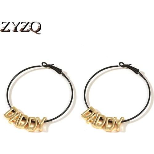 ZYZQ Exaggerated Letter Kiss Hoop Earrings For Women Geometry Circle Earrings Summer Daily Matching Jewelry Accessories