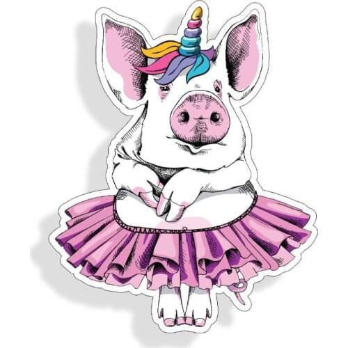 Pig Unicorn Tutu Dress Magical Sticker Car Cup Laptop Window Bumper Wall Decal