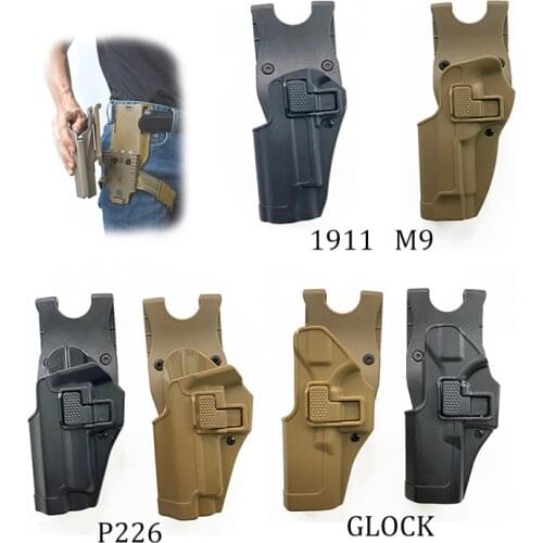 Tactical Left Hand Belt Holster Tactical Gun Pistol Holster fits GLOCK/1911/M9/P226 Black Tan For Hunting