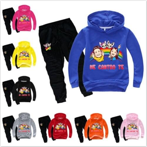 Spring Autumn Baby Boys Clothes Set Girls Cartoon Me Contro Te Print Long Sleeve Sweatshirts+Pants Outfit Set Kids Hoodies Suits