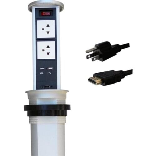 Air Spring up Outlet with 1 Switch, 2 US Power, 2 USB Charger and 1 HDMI for Kitchen Worktops