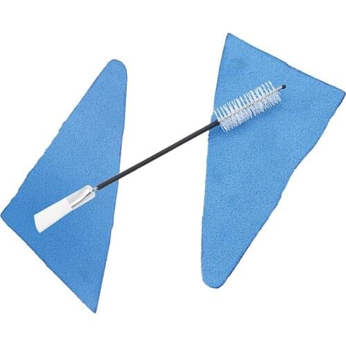 2pcs Clarinet Flute Saxophone Cleaning Polish Cltoh+Brush for Wind Woodwind Instrument