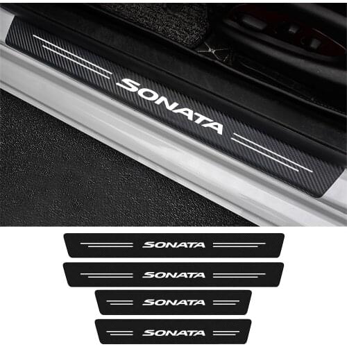 4Pcs Car Scuff Plate Door Threshold Sill Stickers For Hyundai Sonata EF NF YF LF DN8 1998 - 2021 Auto Logo Carbon Fiber Covers