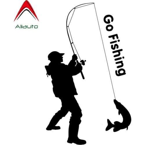 Aliauto Funny Car Sticker Go Fishing Fashion Decor Styling Vinyl Accessories PVC Decal for Honda Crv VW Passat B5 Gt,15cm*9cm