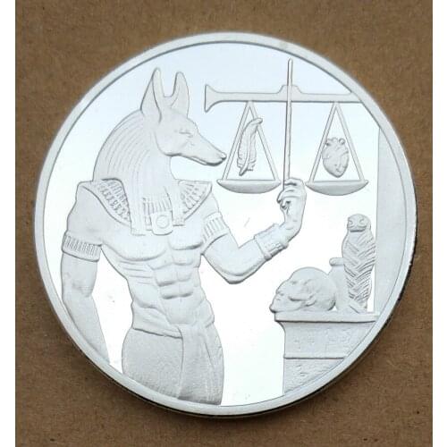 Anubis, the guardian of the Egyptian god of death Sliver Color Plated Commemorative Coin Badge Medal Souvenir Party Arts Gifts