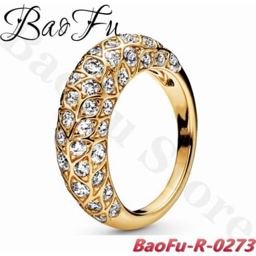 BaoFu Genuine 925 Sterling Silver Ring Luxury Embossed Inlaid Sparkle Ring Suitable for Original European Female Jewelry