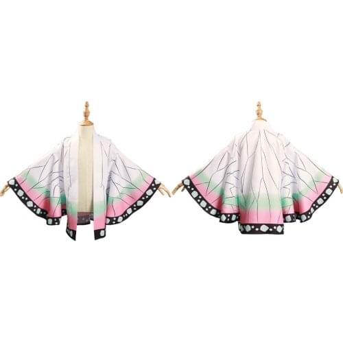 Fast Delivery Children Demon Slayer: Kimetsu no Yaiba Kochou Shinobu Cosplay Costume Kids Children Kimono Coat Costume Xmas Gift