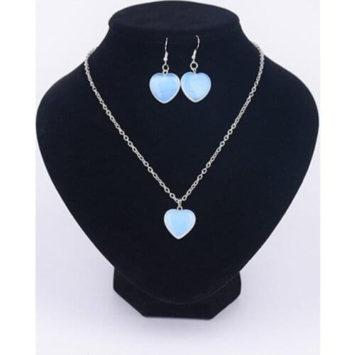 Druzy Beautiful Star Natural Opal Stone Pendant Necklace Set for Party Prom Anniversary Women Fashion Jewelry