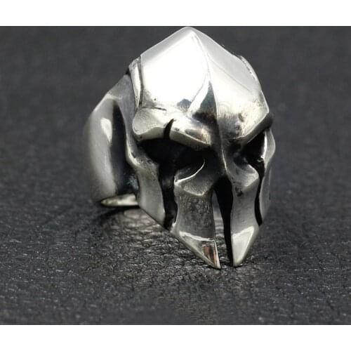 Punk High Polished Spartan Helmet Rings Men Heavy Solid Stainless Steel Biker Ring Man Hip Hop Jewelry Accessories Big Size 7-15